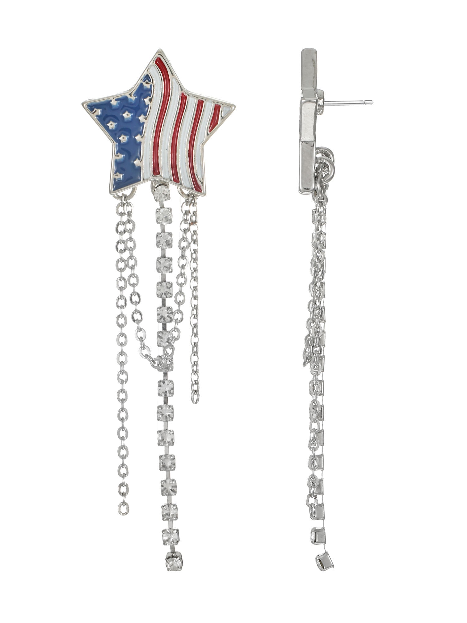 Way to Celebrate Americana Patriotic Star Chain Earrings