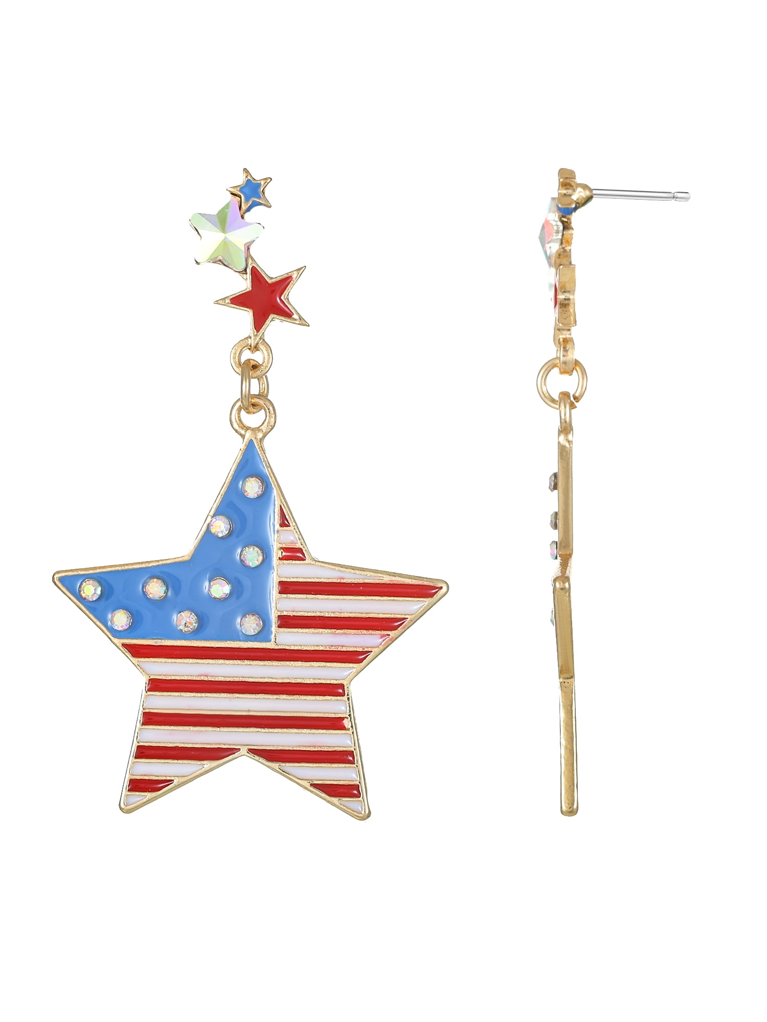 Way to Celebrate Americana Patriotic Star Drop Earrings