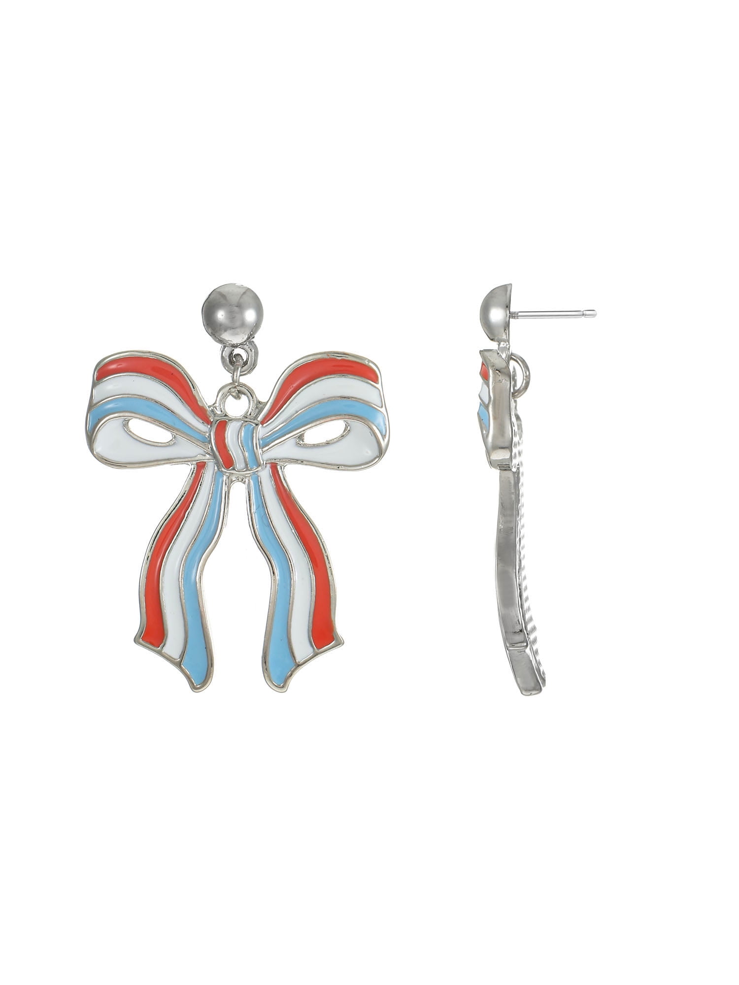 Way to Celebrate Americana Red White and Blue Bow Earrings
