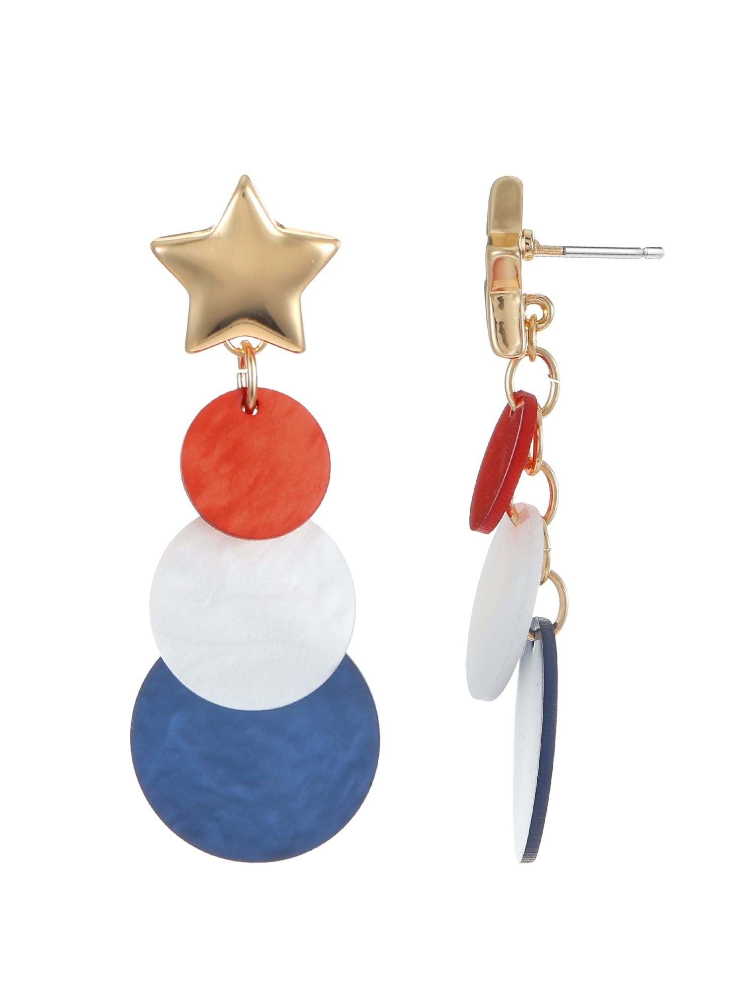 Way to Celebrate Americana Red, White, and Blue Dangle Earrings