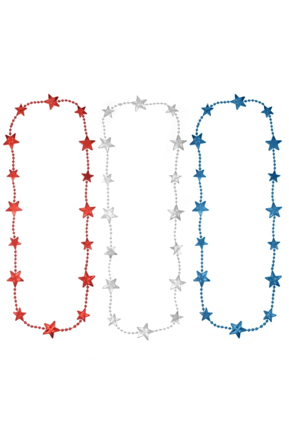 Americana Red, White, and Blue Metallic Beaded Necklace Set