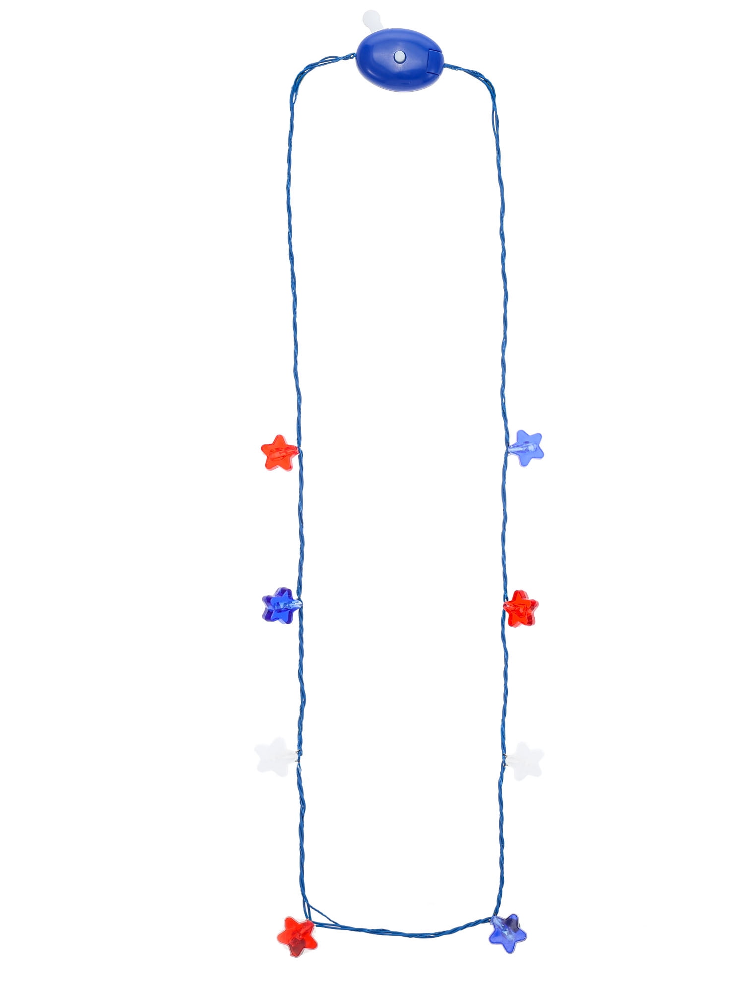 Way to Celebrate Americana Red, White, and Blue Star Light-Up Necklace