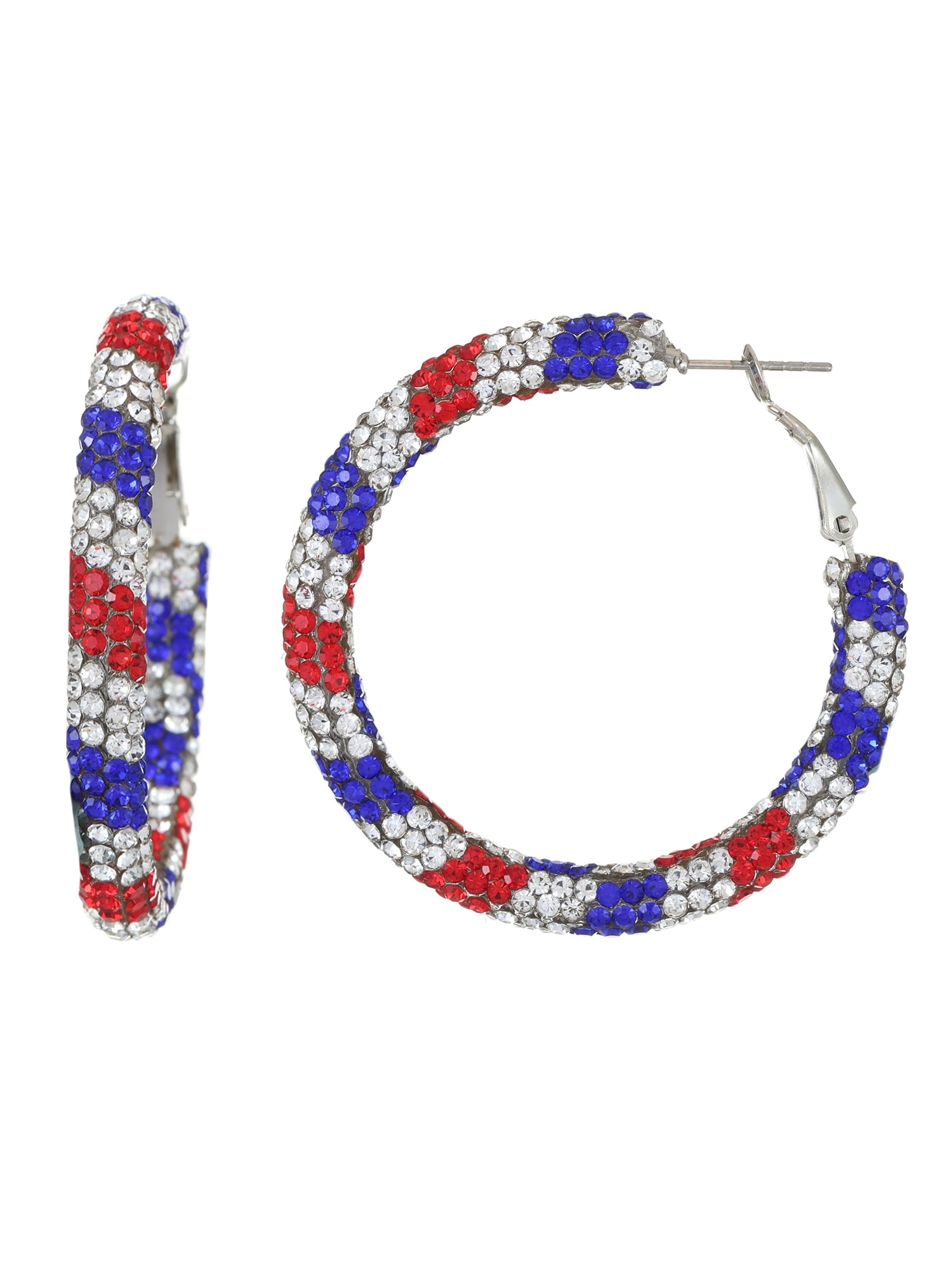 Way to Celebrate Americana Rhinestone Hoop Earring, 1 Pair