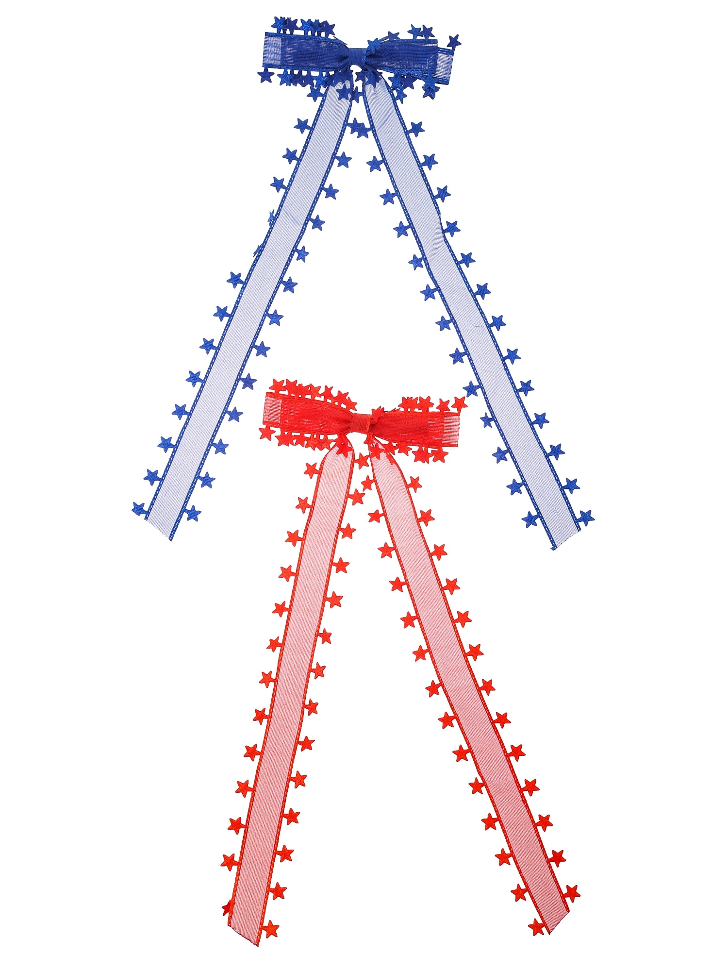 Way to Celebrate Americana Ribbon Hair Bow Clips, Red and Blue, 2 Pieces