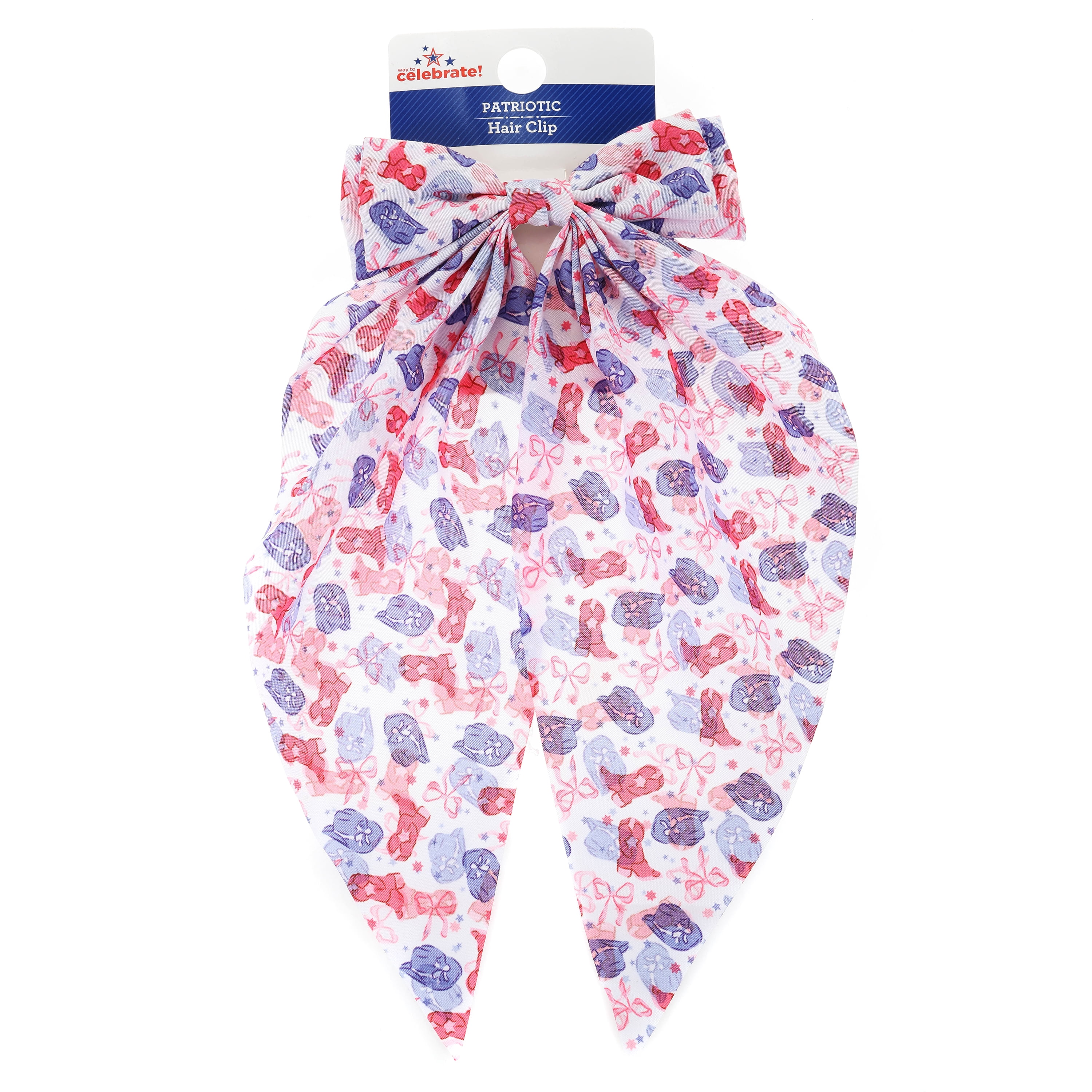 Way to Celebrate Americana Scarf Bow Hair Clip, Multicolored, 1 Piece