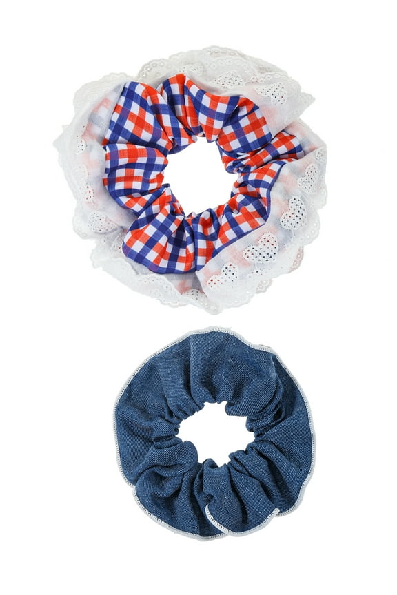 Americana Scrunchies, Red and Blue, 2 Pieces