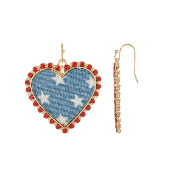 Way to Celebrate Americana Starry Denim Heart Earrings