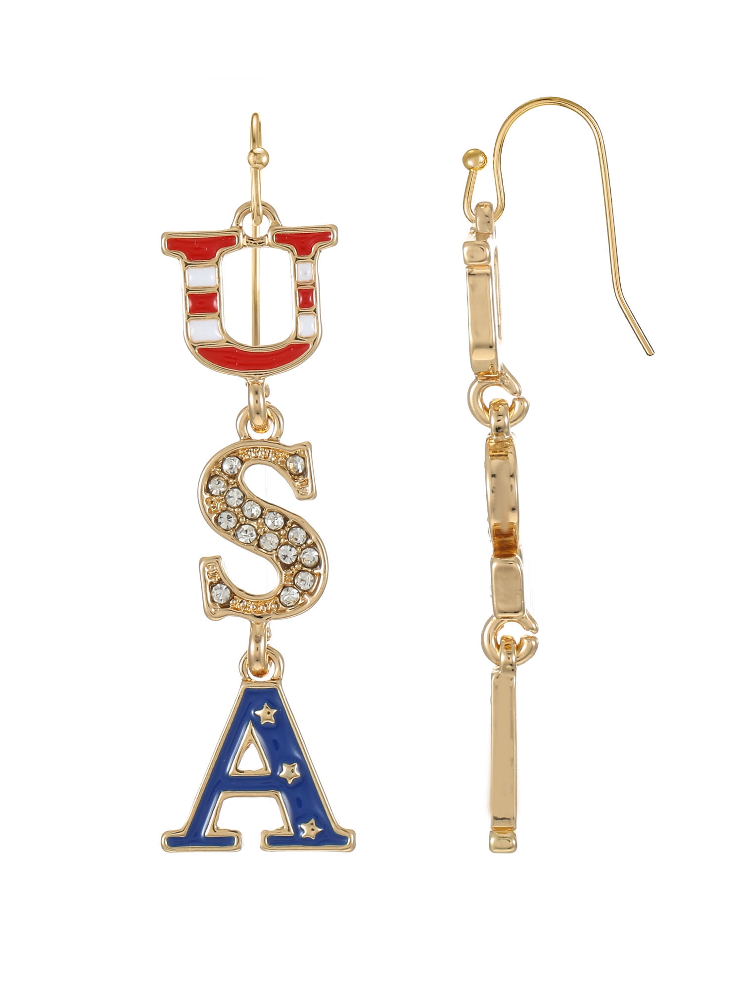 Way to Celebrate Americana USA Letter Drop Earrings