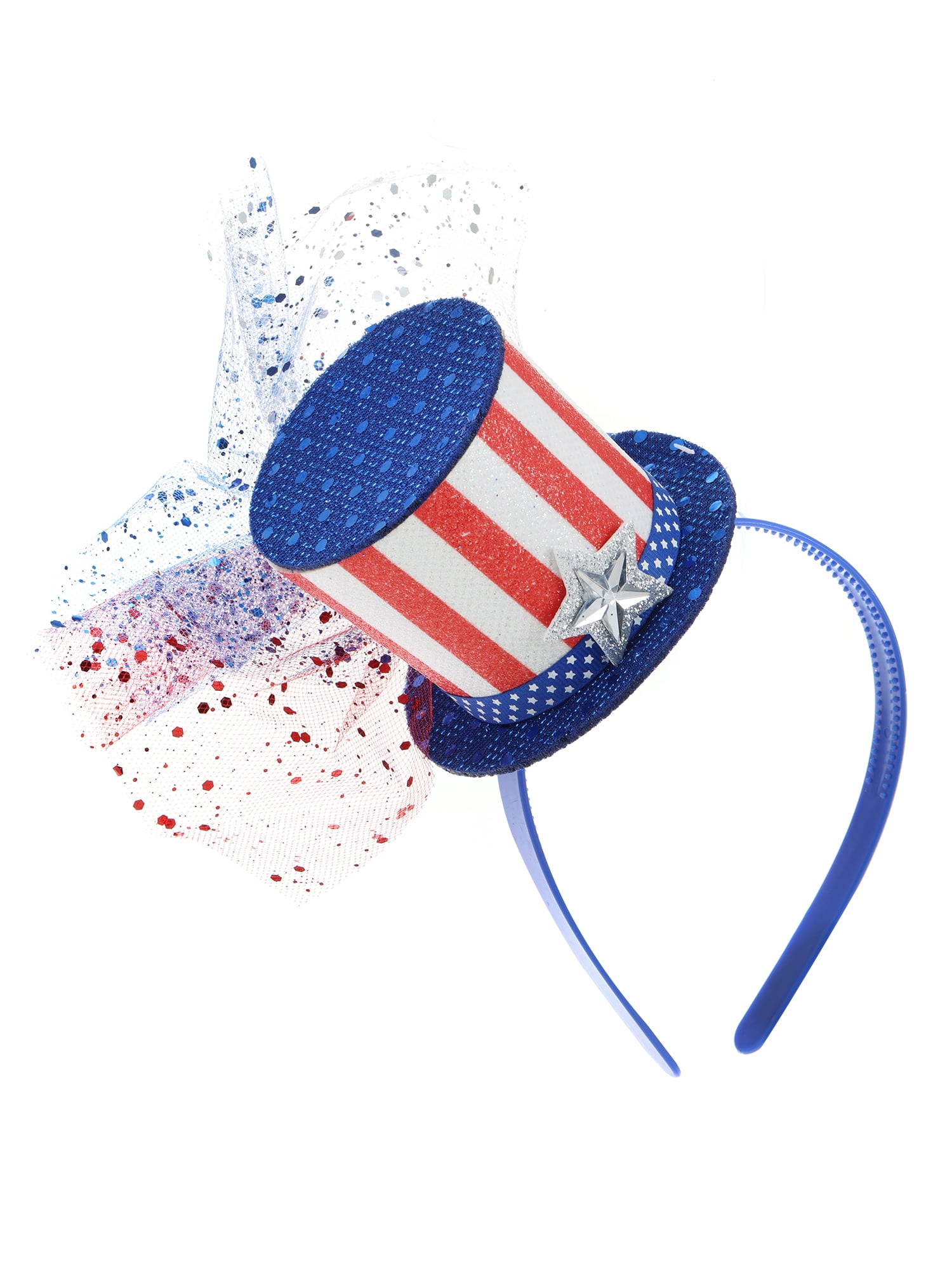 Way to Celebrate Americana Uncle Sam Top Hat Head Bopper Headband Set, 5 Pieces
