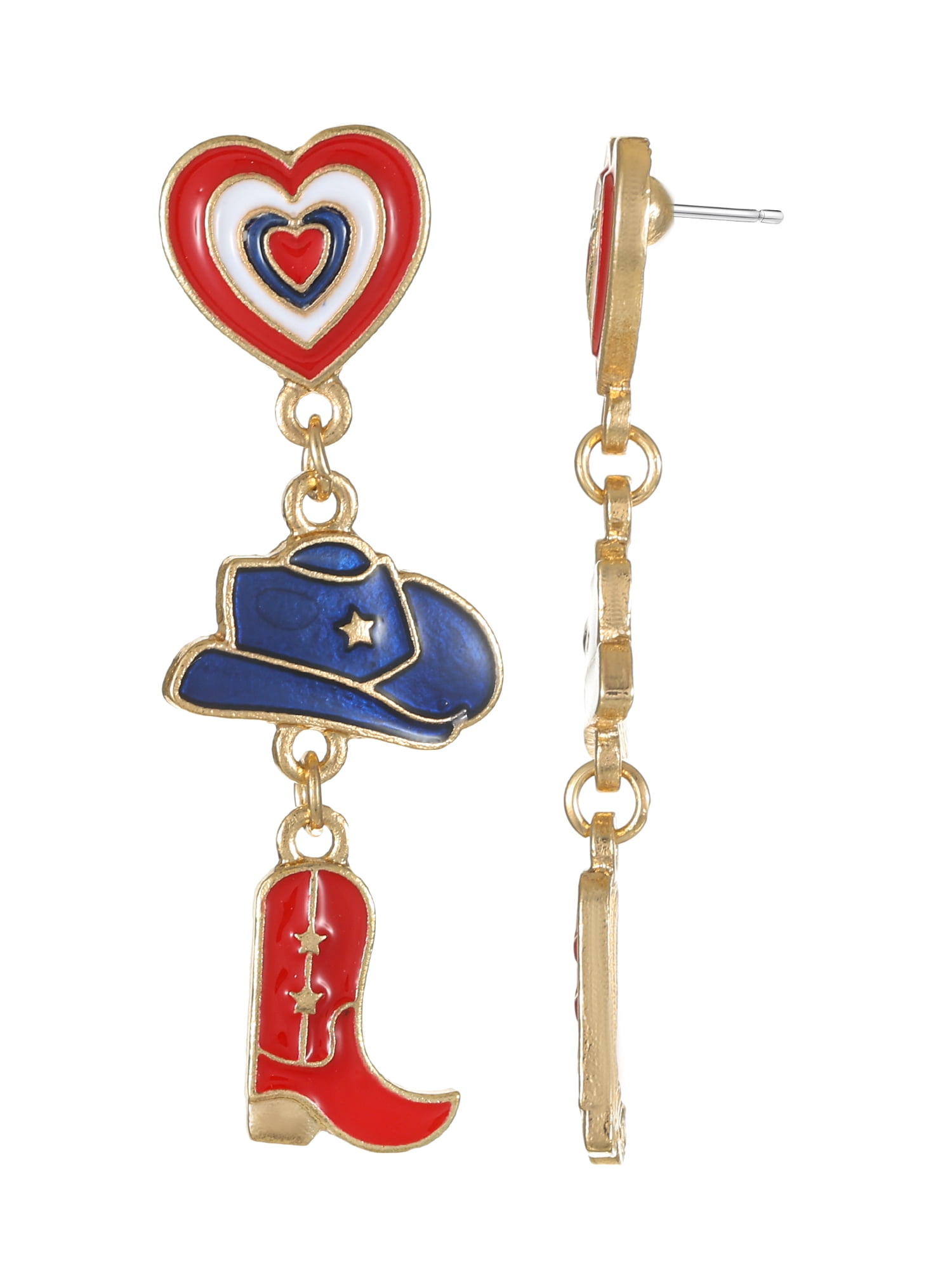 Way to Celebrate Americana Patriotic Western Drop Earrings