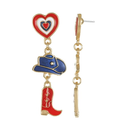 Way To Celebrate Americana Patriotic Western Drop Earrings