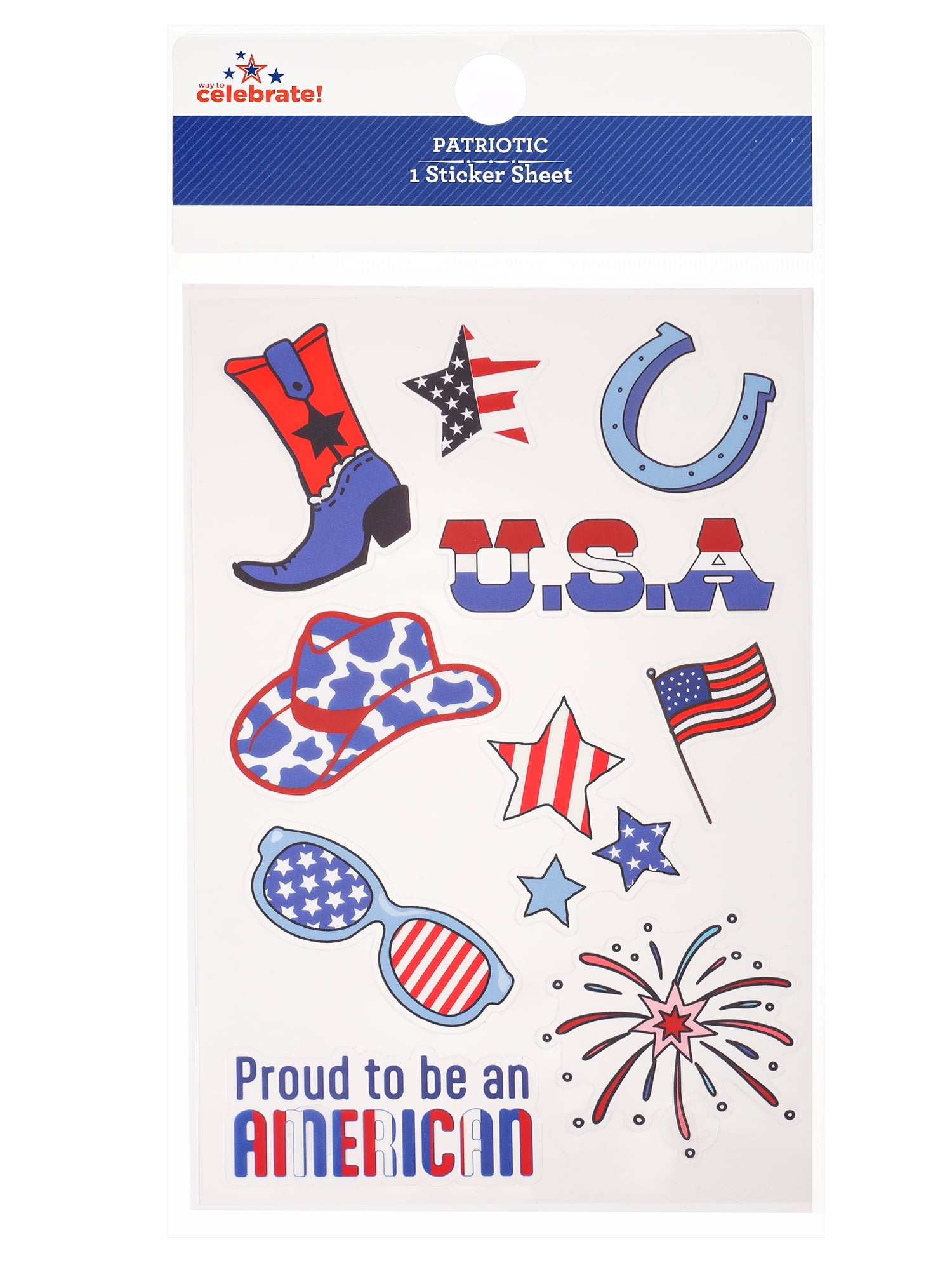 Way to Celebrate Americana Western Theme Stickers, 2 Sheets