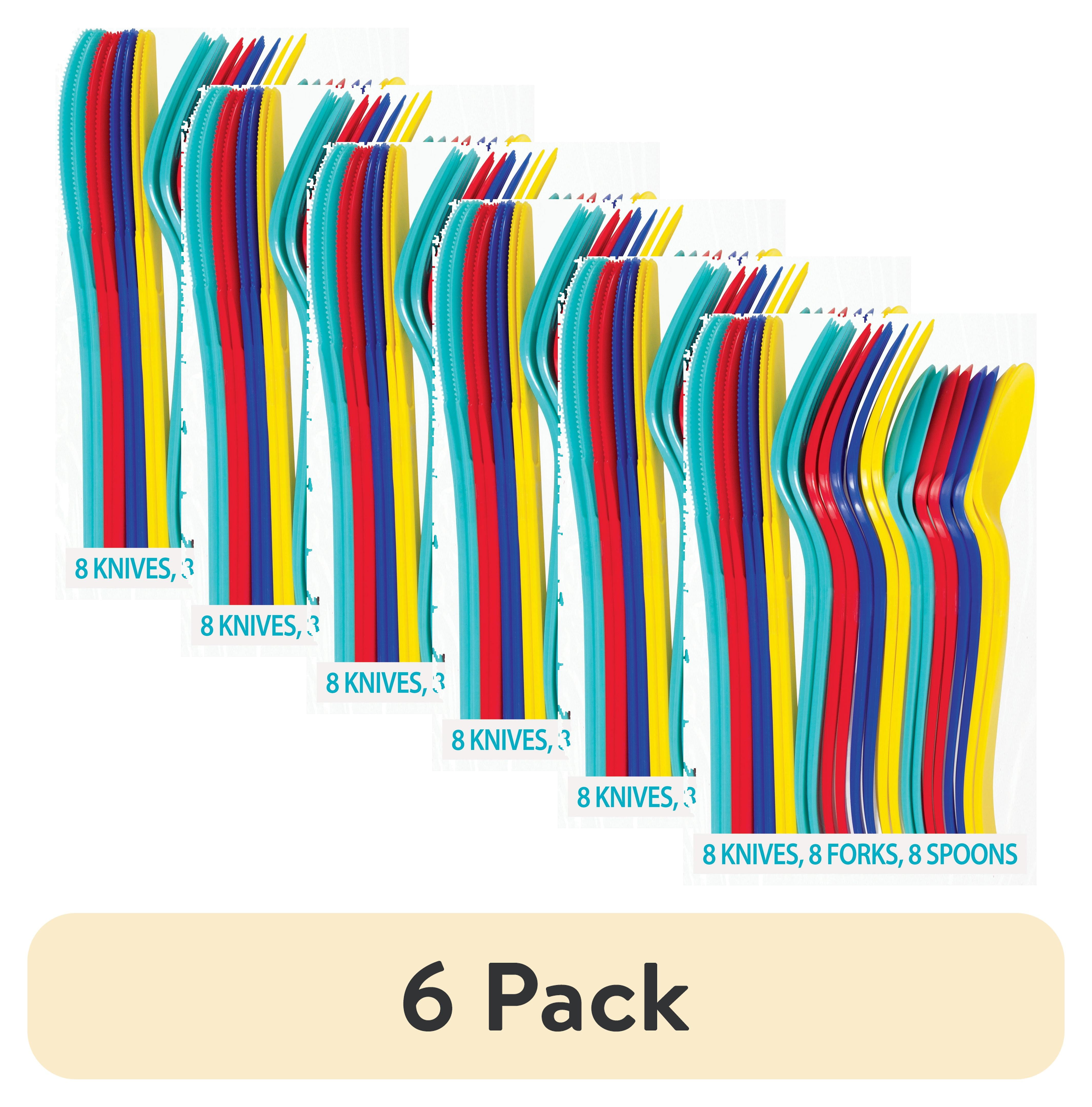 (6 pack) Assorted Color Disposable Cutlery Set, 24 Pieces, by Way To Celebrate