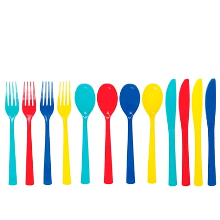 24CT Multicolor Disposable Plastic Cutlery by Way To Celebrate price history and forecast - Way To Celebrate