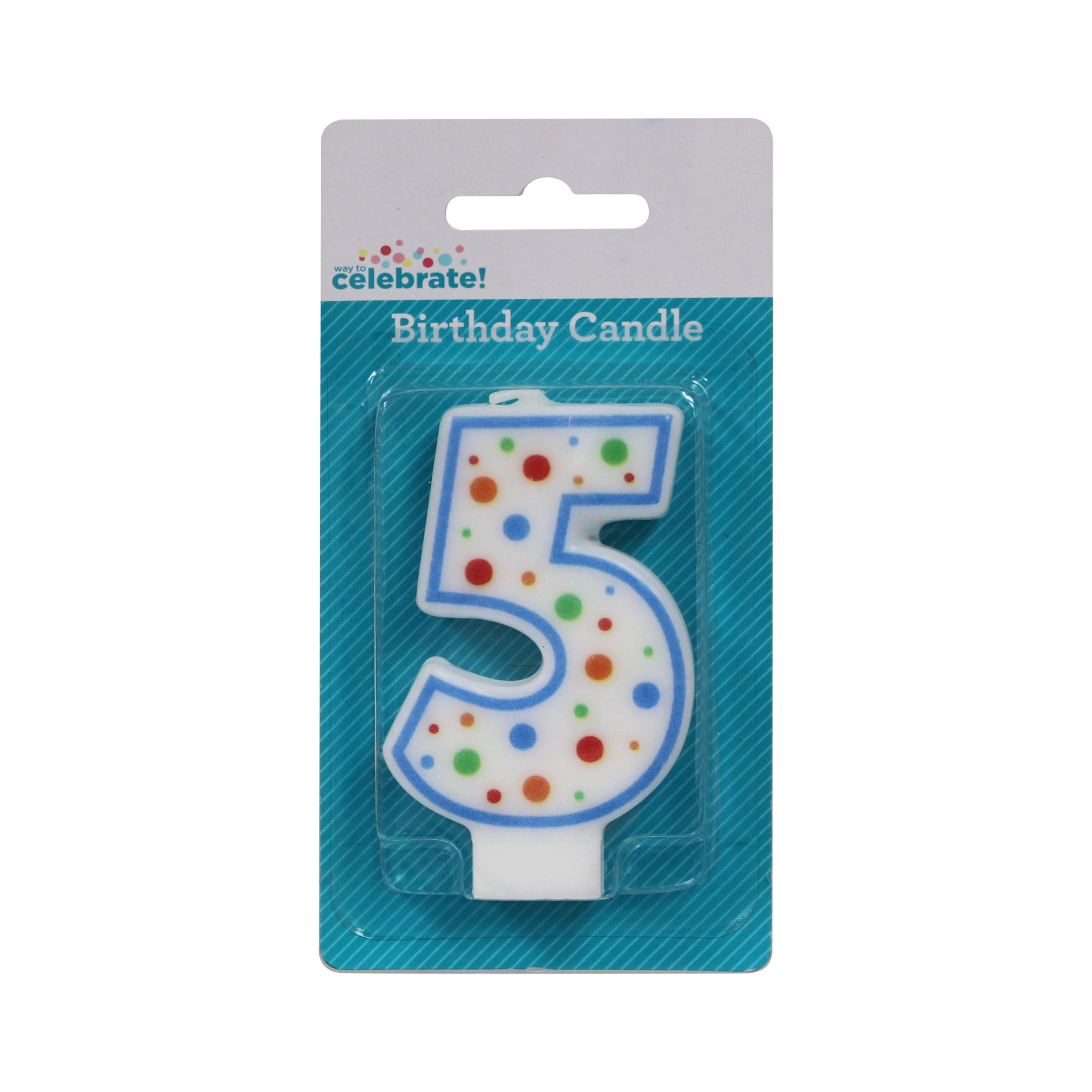 Way To Celebrate! Assorted Colors Birthday Candle, Number 5 - Walmart.com