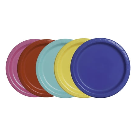 Disposable Paper Plates, 9", Assorted Colors, 10 Count, by Way To Celebrate
