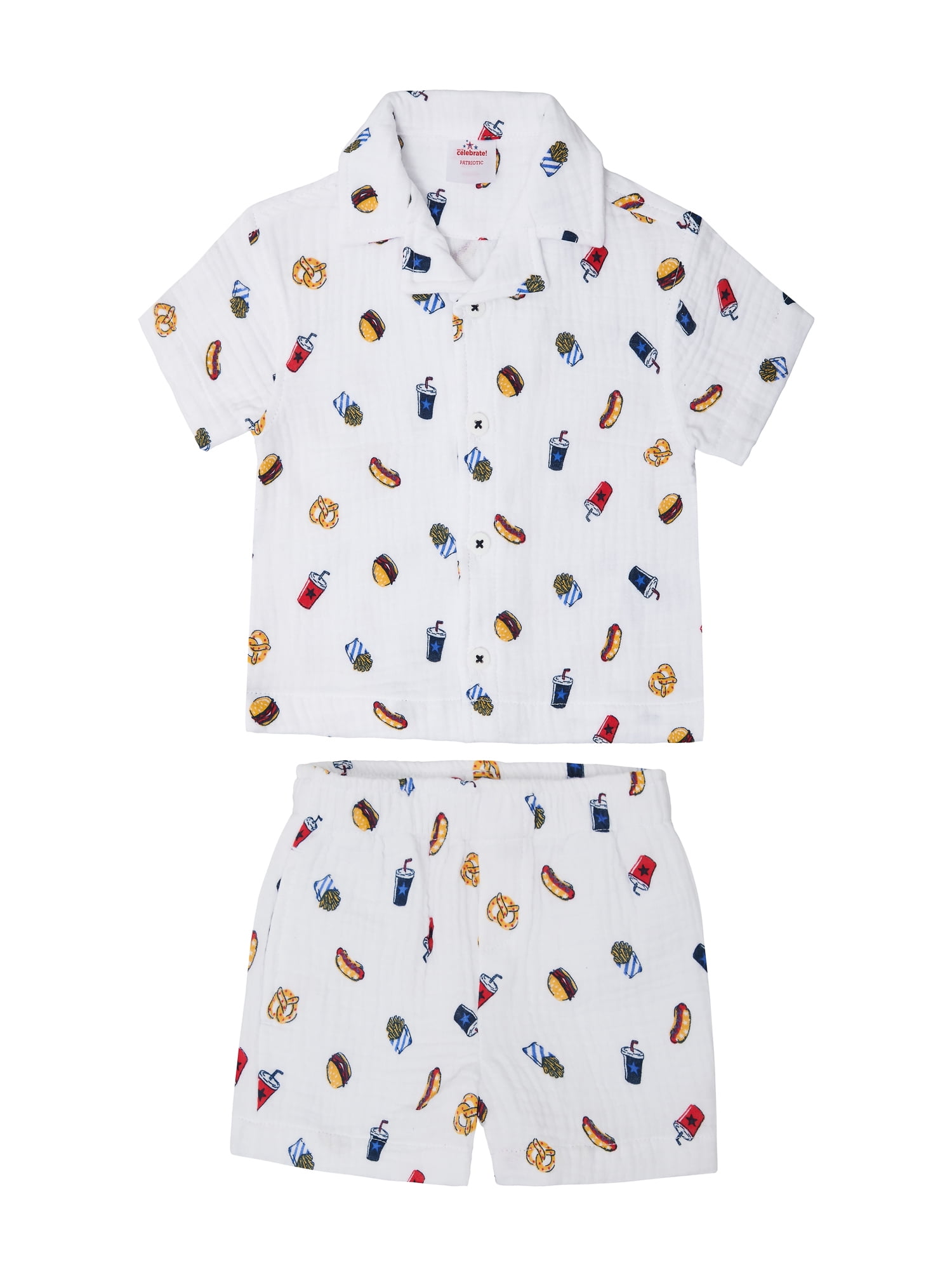 Way to Celebrate Toddler Boy Patriotic Americana Americana Shirt and Short Set, Sizes 12M-5T