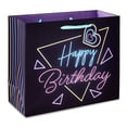 thumbnail image 1 of Purple Neon Happy Birthday Paper Gift Bag, 10" x 12", by Way To Celebrate, 1 of 6