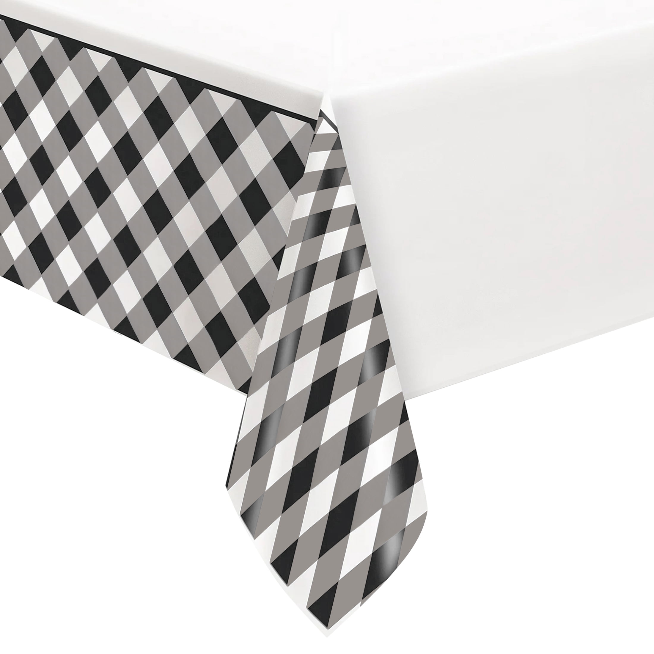Way to Celebrate! Black Buffalo Plaid Plastic Party Tablecloth, 84 x 54in