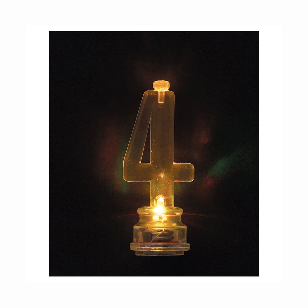 Multicolor Number 4 Flashing Birthday Candle Holder and Cand
