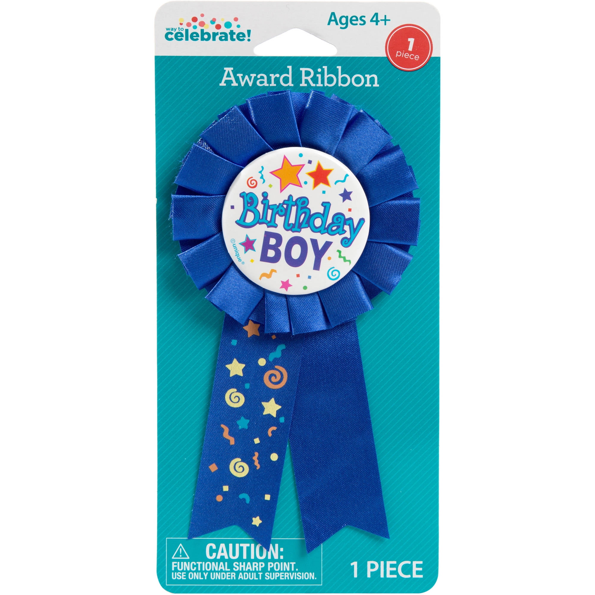 Way to Celebrate Birthday Boy Award Ribbon-Blue