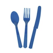 Disposable Plastic Cutlery Set, Blue, 24 Pieces, by Way To Celebrate