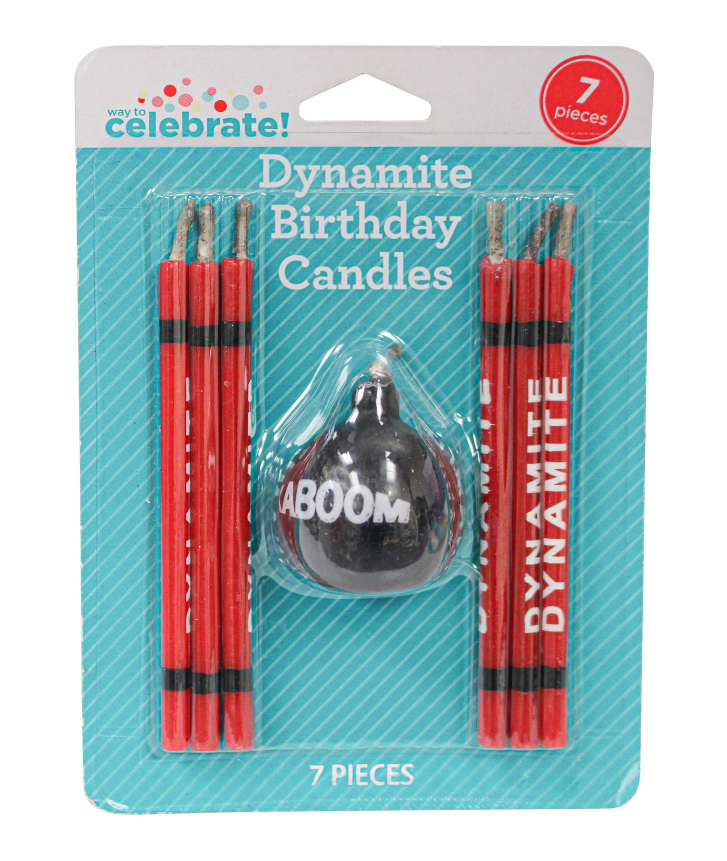 Way to Celebrate! Boom Dynamic Birthday Candles, Assorted Colors, 7