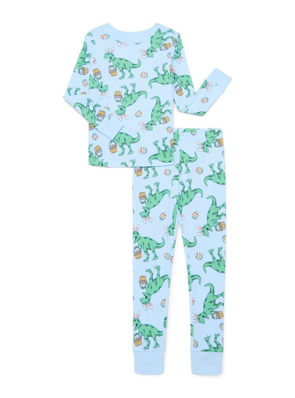 Boys Cotton Snug-Fit Top and Pants Snug Fit Pajama Set, 2-Piece, Sizes 4-10