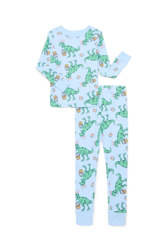 Boys Cotton Snug-Fit Top and Pants Snug Fit Pajama Set, 2-Piece, Sizes 4-10