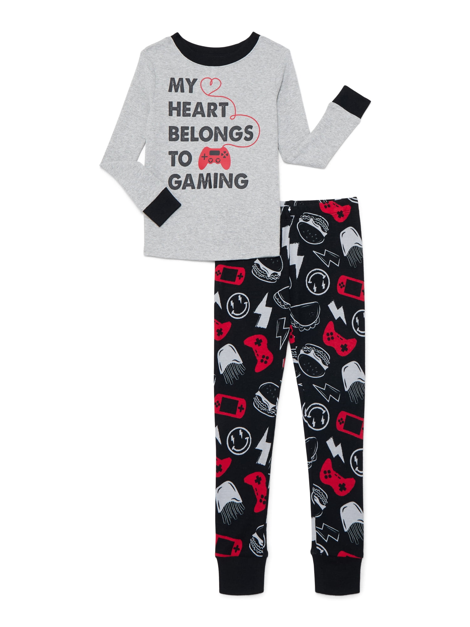 Way to Celebrate Boys Cotton Snug-Fit Top and Pants Snug Fit Pajama Set, 2-Piece, Sizes 4-10