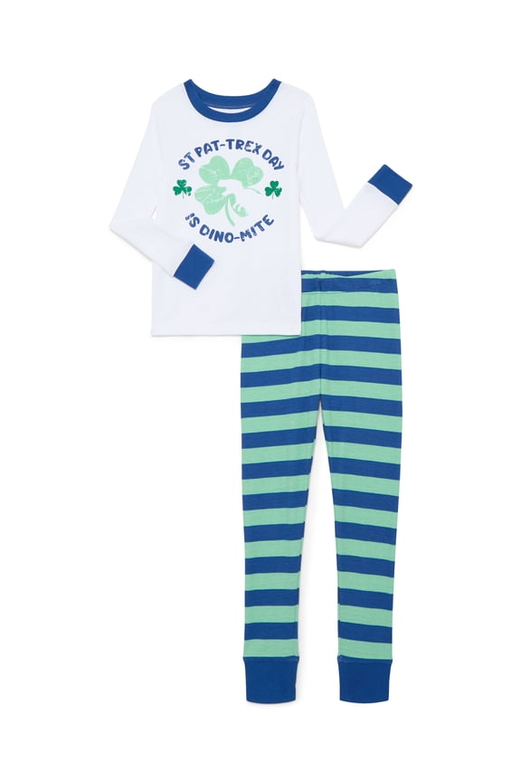 Boys Cotton Snug-Fit Top and Pants Snug Fit Pajama Set, 2-Piece, Sizes 4-10