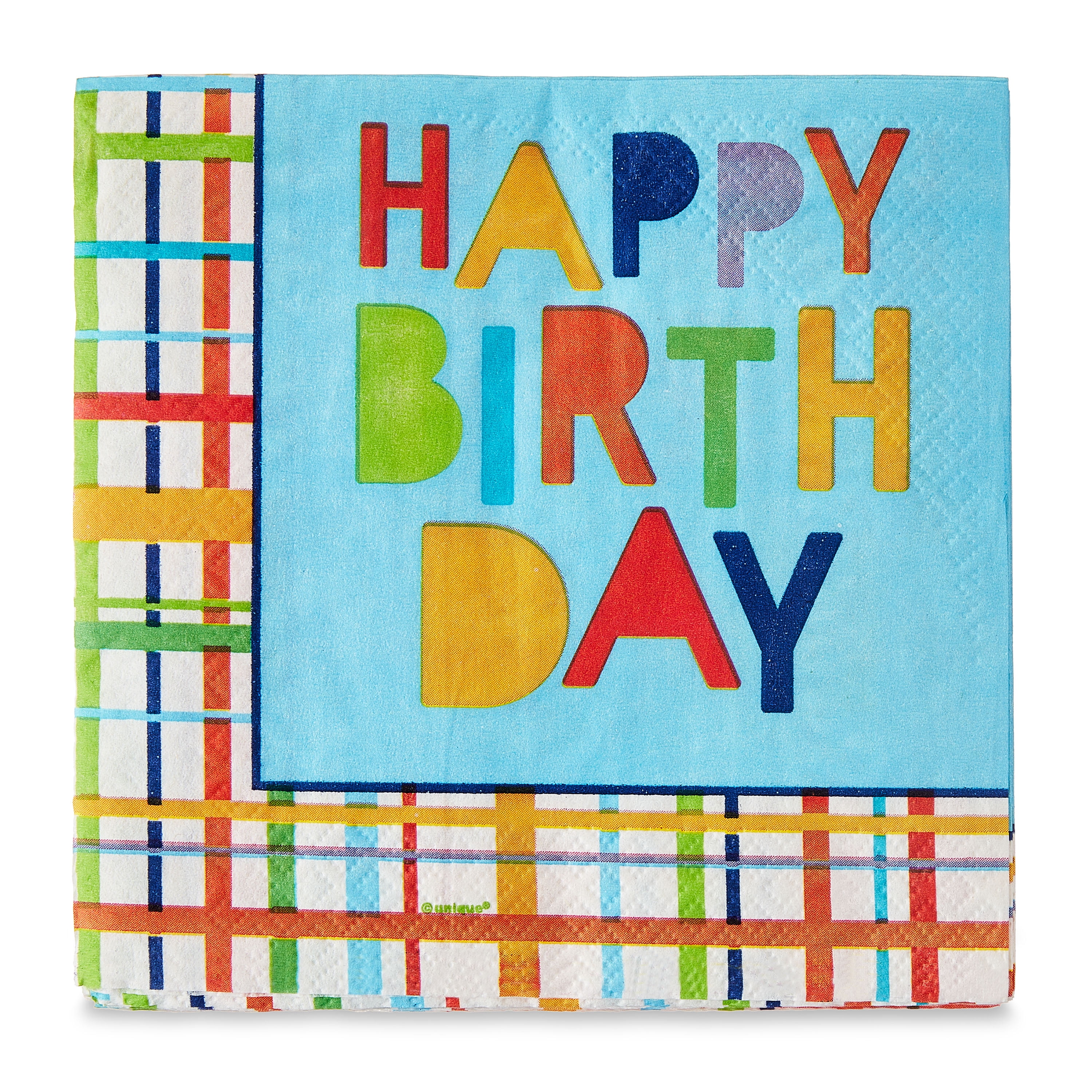 12.75" x 12.75" Disposable Multicolor Happy Birthday Paper Napkins, 20 Pieces, by Way To Celebrate
