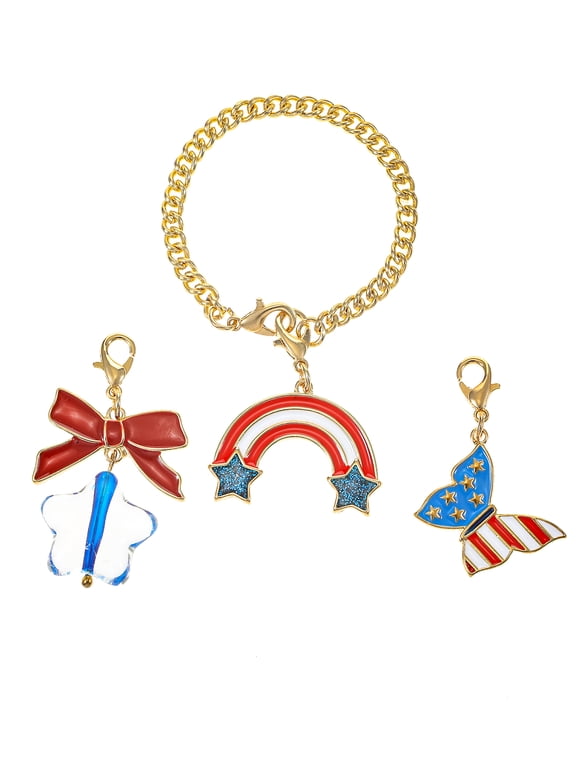 Charm Set, Stars and Stripes Theme, Multicolored, 3 Charms