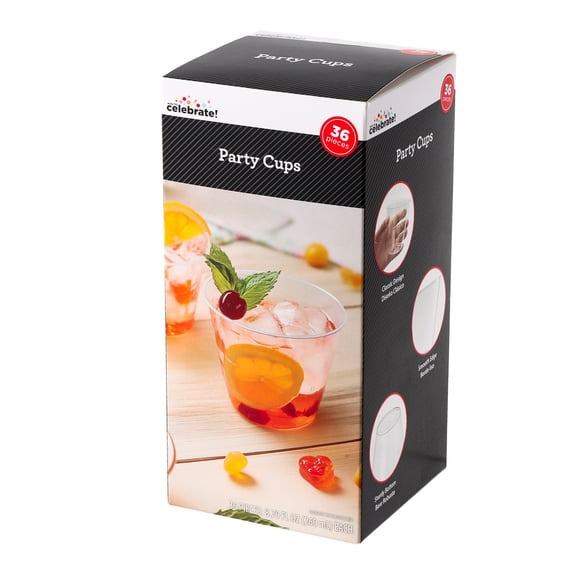 36 Count, 8.79 FL OZ Clear Plastic Party Cups, by Way To Celebrate