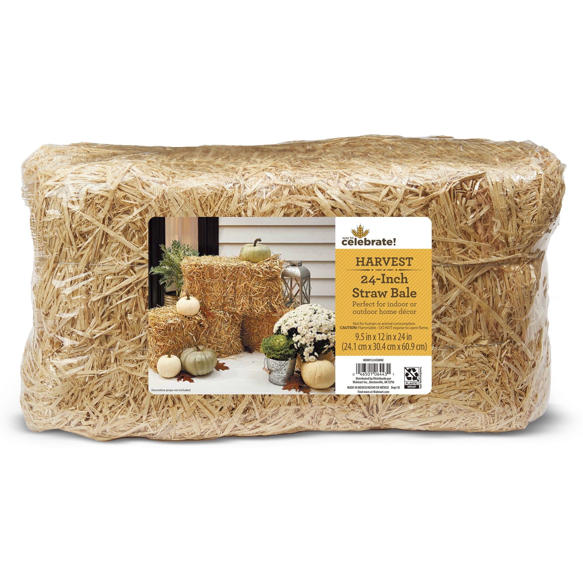 Fall, Harvest 13-inch Decorative Natural Straw Bale, Way to