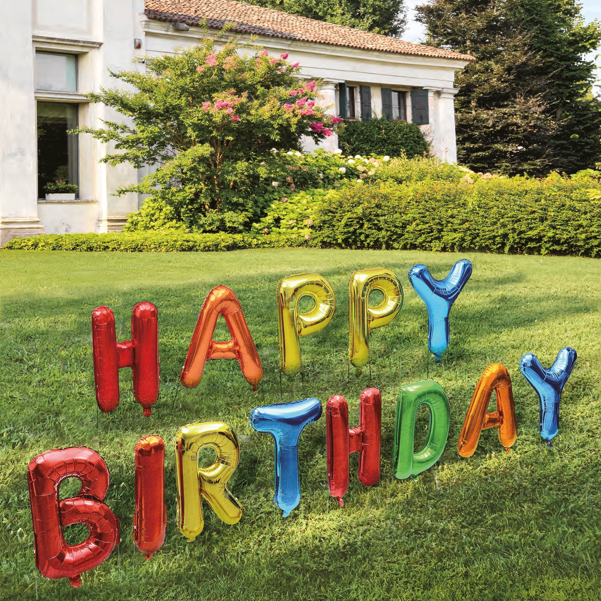 Way To Celebrate Multicolor Foil Happy Birthday Balloon Yard Stake Set