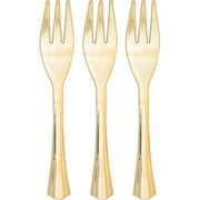 Way to Celebrate Disposable Plastic Mini Forks, Party, Gold, 24 Ct.