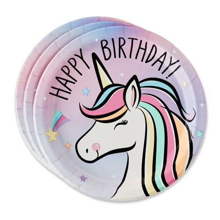 Dreamy Unicorn Disposable Paper Plates, 9", Multicolor, 10 Count, by Way To Celebrate