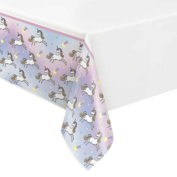 Way to Celebrate! Dreamy Unicorn Plastic Party Tablecloth, 84 x 54in
