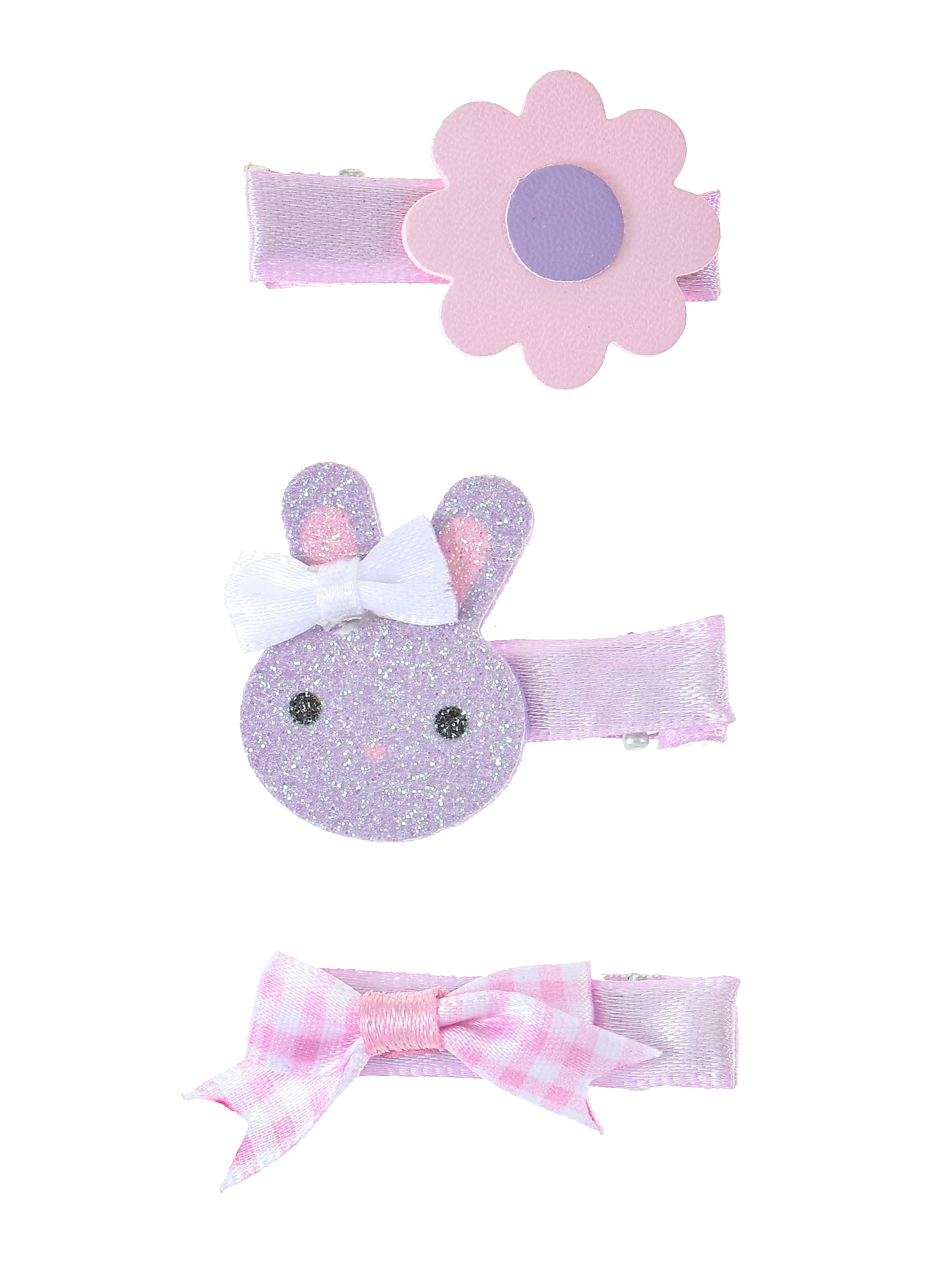 Way to Celebrate Easter Bunny Bow Flower Hair Clips, 3 Pieces