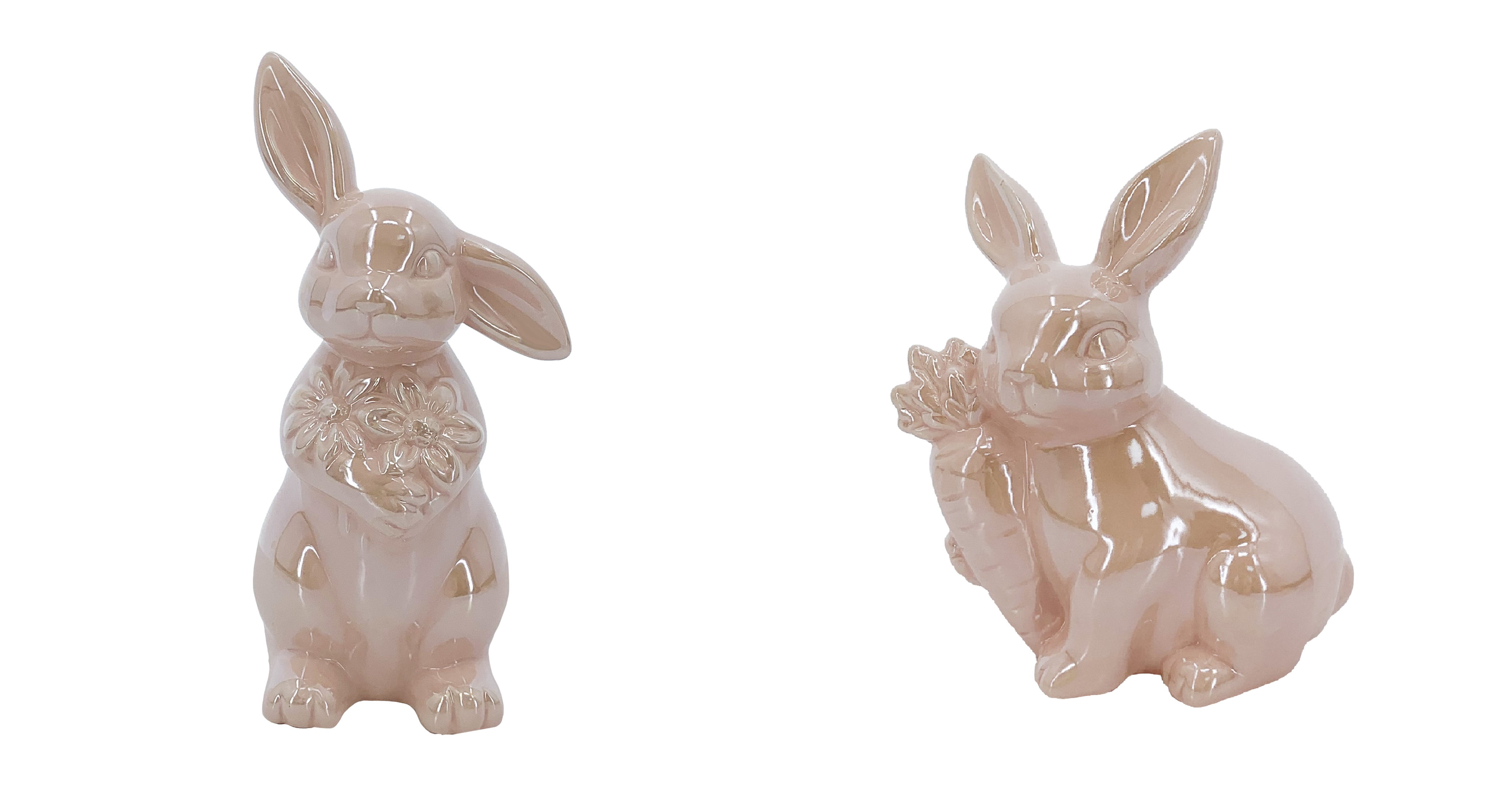 Way to Celebrate Easter Dolomite Pink Finish 5.5" Bunny Decoration Assortment