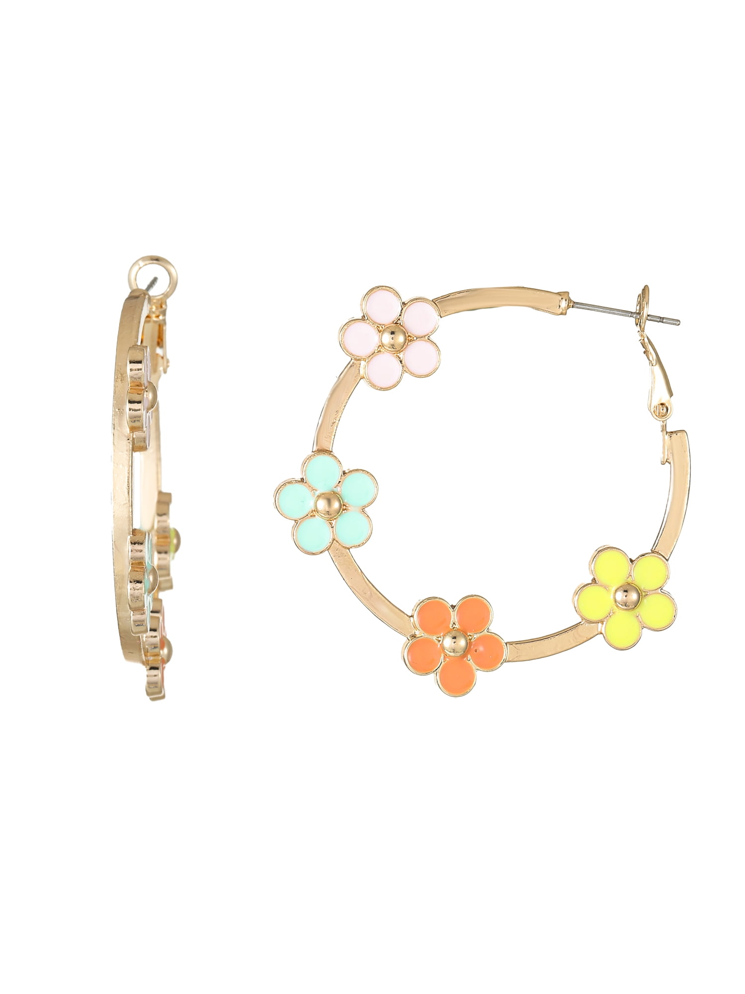 Way to Celebrate Easter Flower Snap Hoop Earrings, 1 Pair
