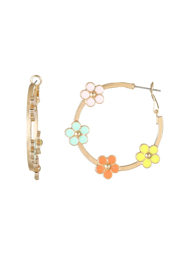 Easter Flower Snap Hoop Earrings, 1 Pair