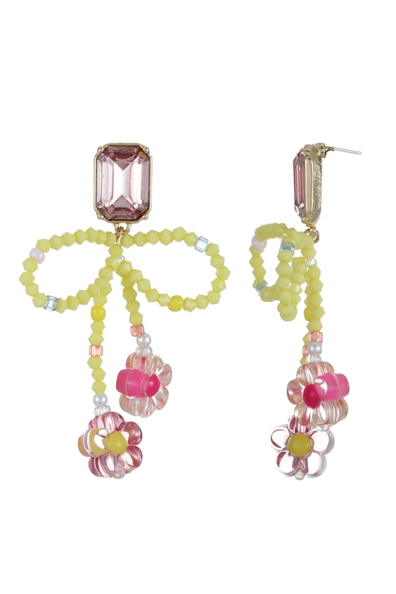 Easter Green and Pink Bow Earrings, 1 Pair