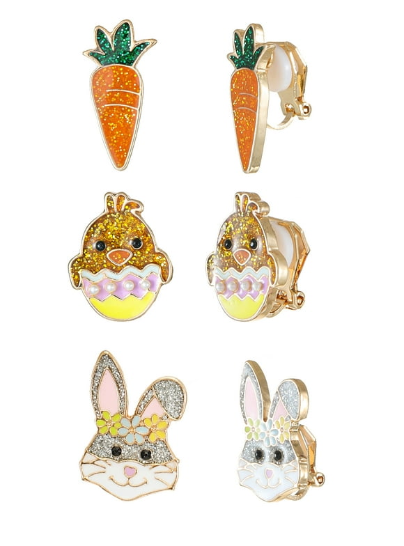 Easter Motif Earrings, 3 Pair