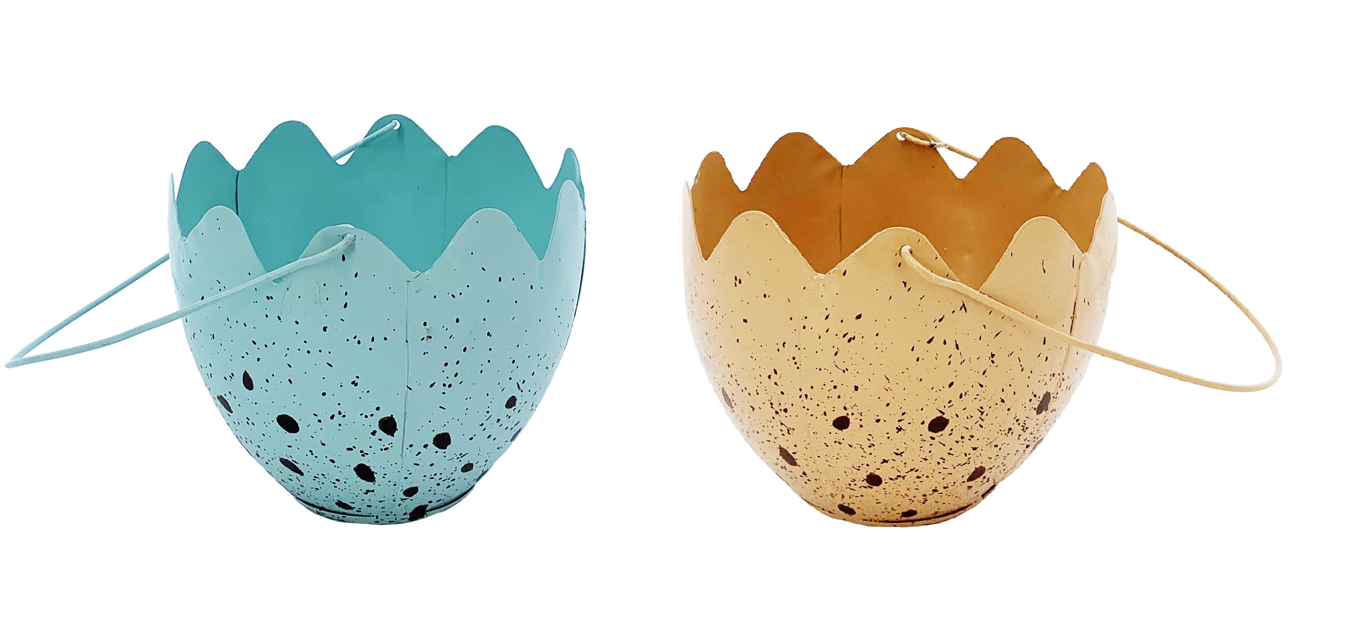 Way to Celebrate Easter Multi-color Speckled Egg 8" Metal Bucket Decoration Assortment