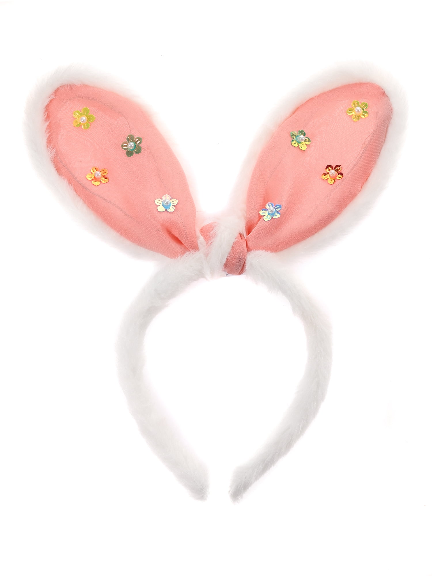 Way to Celebrate Easter Pink and White Bunny Ears Light Up Headband, 1 Piece