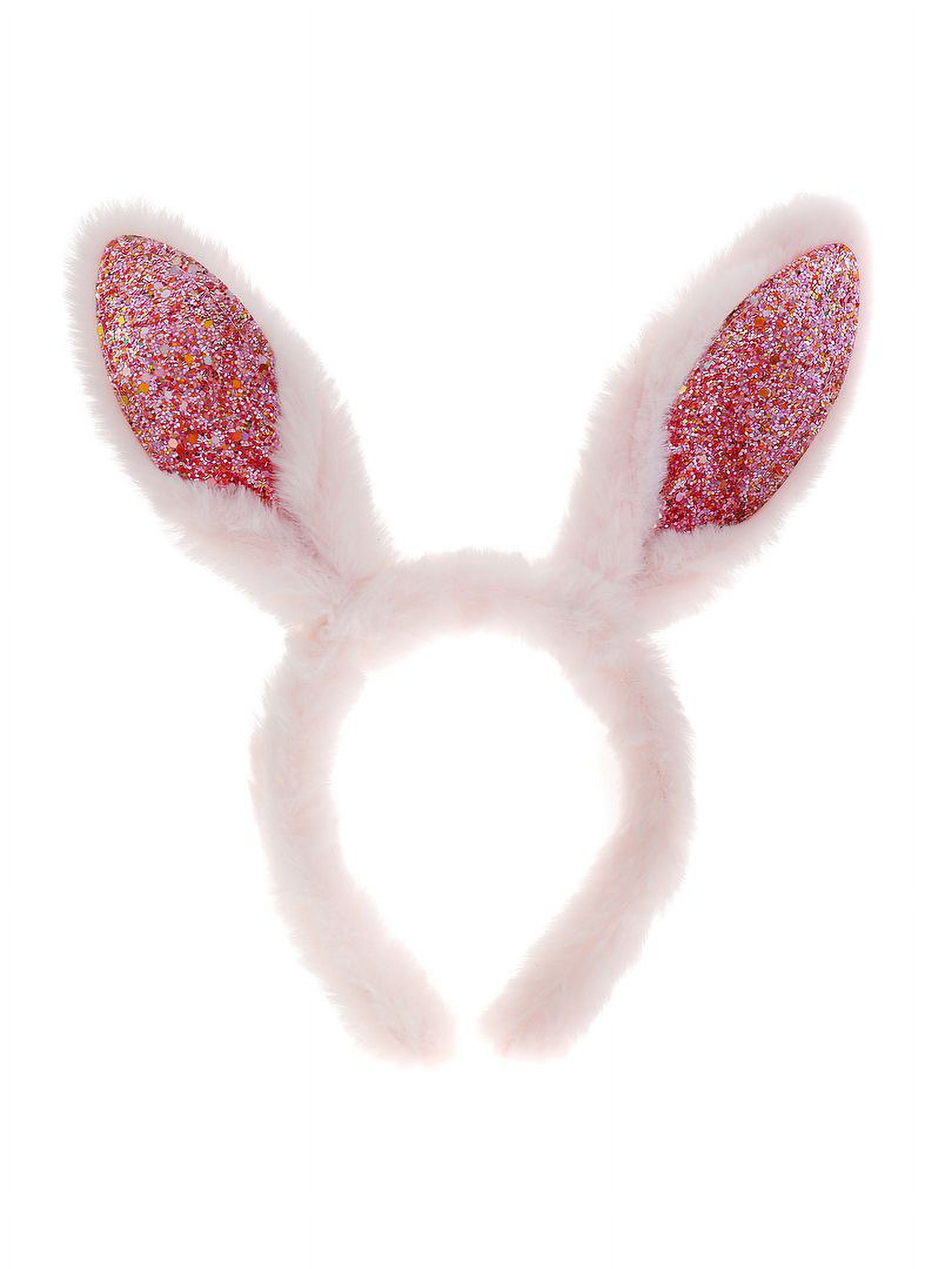Way to Celebrate Easter Plush Pink Glitter Bunny Ear Headband, Female