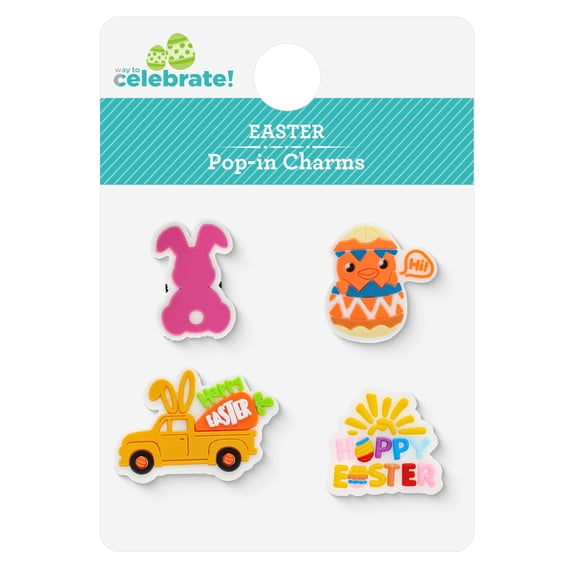 Way to Celebrate Easter Themed Shoe Charms, 4 Pieces