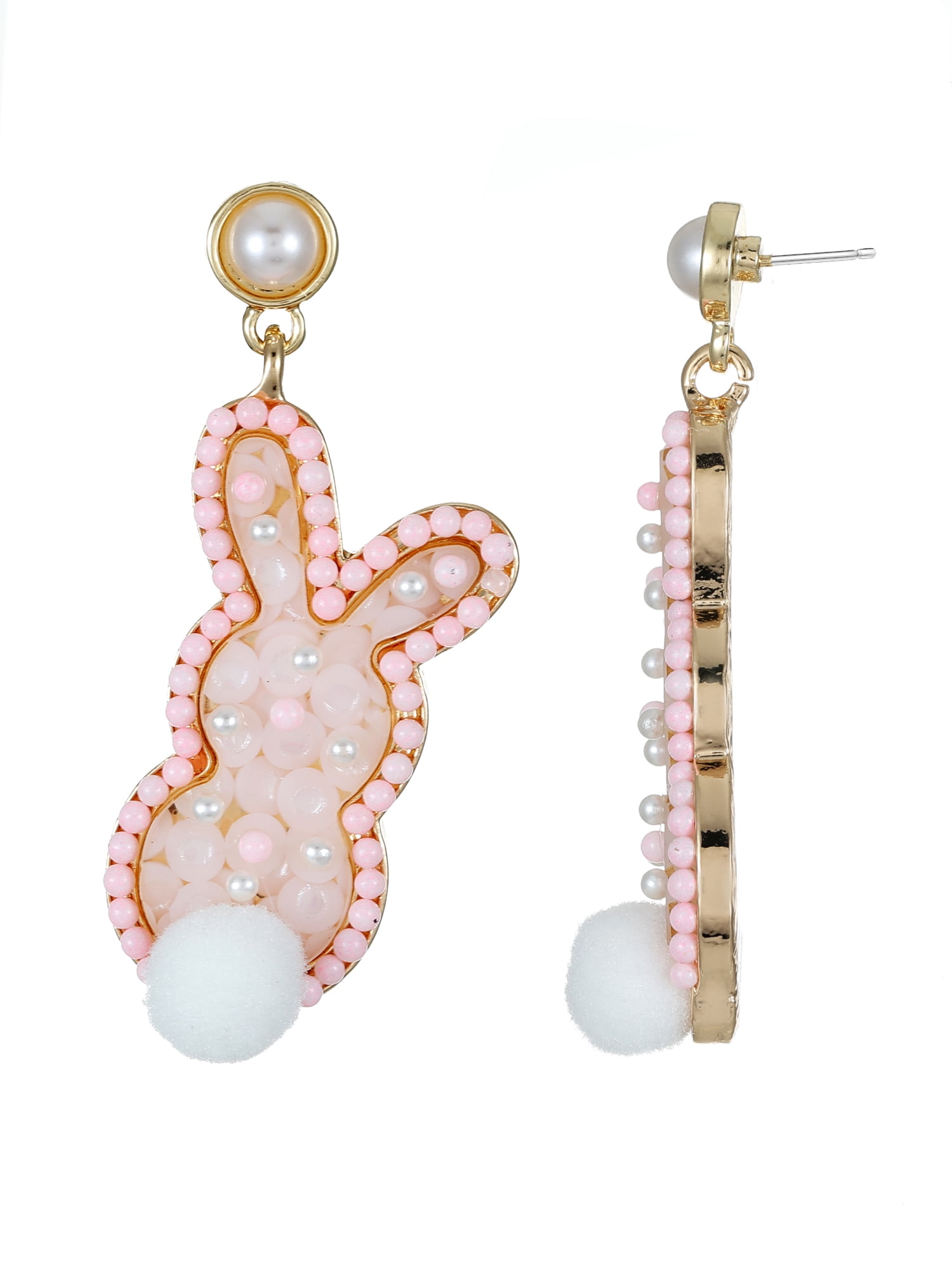 Way to Celebrate Easter Pink Bunny Glitter Earrings, 1 Pair
